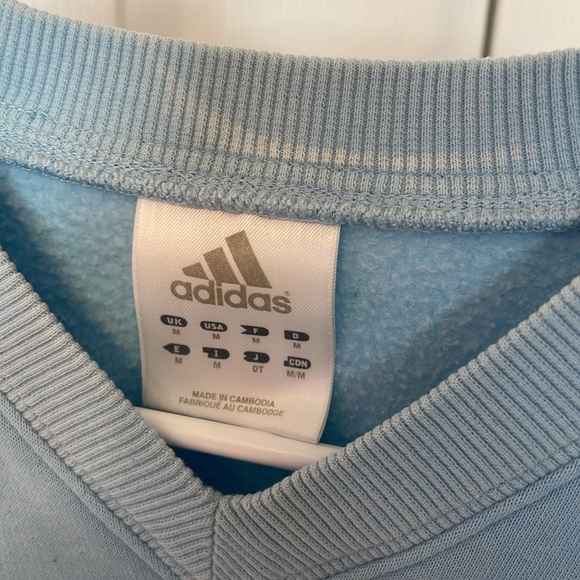 Vintage Adidas Light Blue V-Neck Sweatshirt Size Medium - Picture 3 of 4